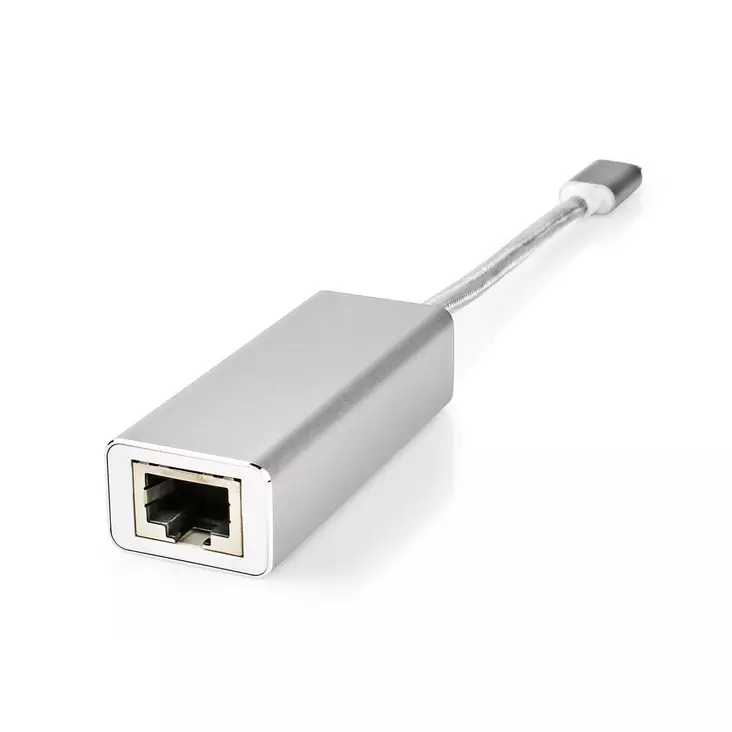 USB-nätverkskort | USB 3.2 Gen 1 | 1 Gbps | USB-C Hane | RJ45 Hona | 0.20 m | Rund | Guldplaterad | Förtent Koppar | Silver | Kartong med täckt fönster - Dator och nätverk - 5412810331673 - 1