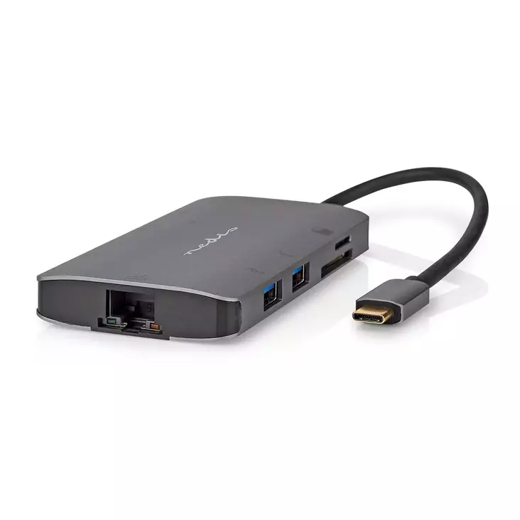USB Multi-Port Adapter | 7-in-1 | USB 3.2 Gen 1 | USB-C Hane | HDMI Utgång / Micro SD / RJ45 Hona / SD / USB-C Hona / 3x USB-A Hona | 5 Gbps | 0.20 m | Rund | Guldplaterad | PVC | Antracit | Låda - Dator och nätverk - 5412810414253 - 1