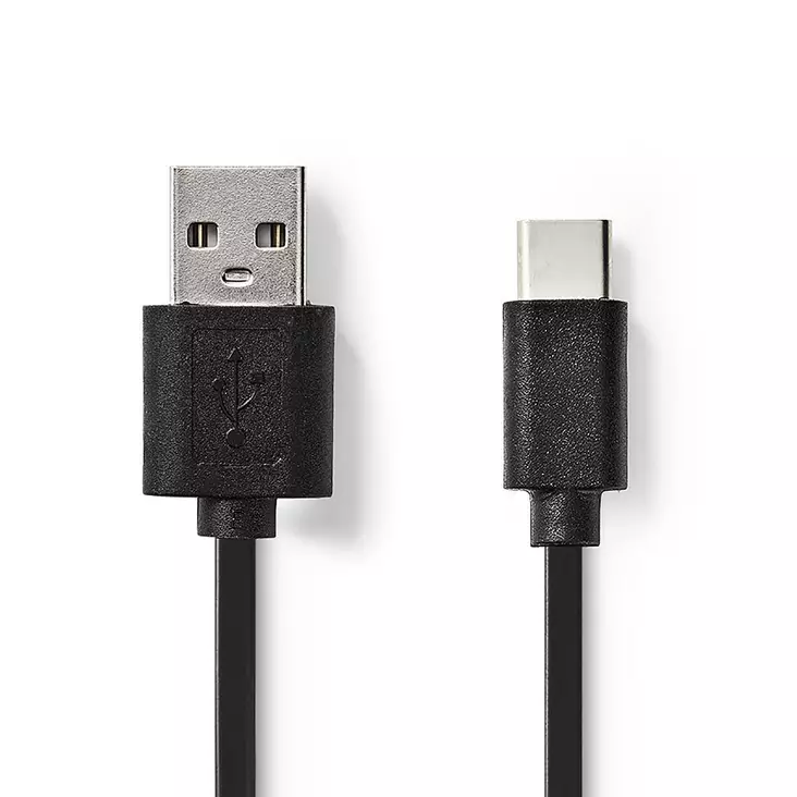 USB-kabel | USB 2.0 | USB-C Hane | USB-A Hane | 60 W | 480 Mbps | Nickelplaterad | 1.00 m | Rund | PVC | Svart | Låda - Dator och nätverk - 5412810288953 - 1