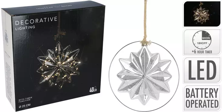 Prydnadsljus Star 18 cm Led - Ljussmycken och ljusfigurer - 8720573746823 - 1