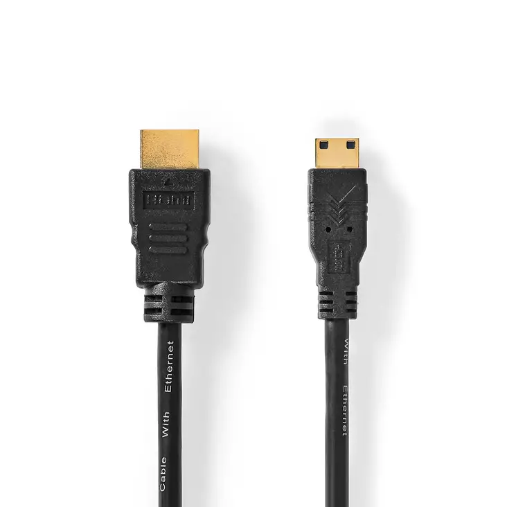 High Speed HDMI kabel med Ethernet | HDMI Kontakt | HDMI Mini kontakt | 4K@30Hz | 10.2 Gbps | 3.00 m | Rund | PVC | Svart | Label - HDMI-kablar - 5412810427093 - 1