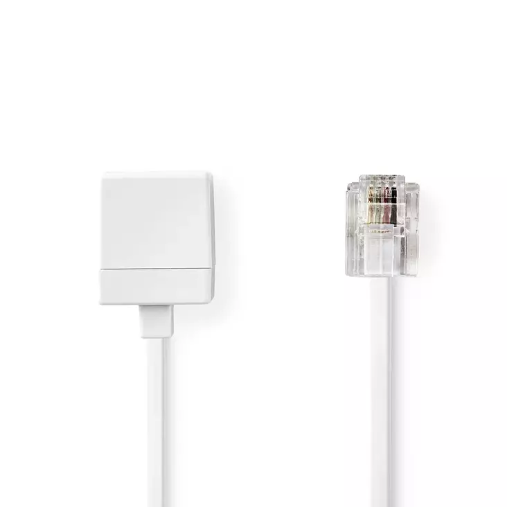 Telecom förlängningskabel | RJ11 Hane | RJ11 Hona | 10.0 m | Kabelns utformning: Platt | Plätering: Guldplaterad | Kabeltyp: RJ11 | Vit | Label - Telekablar och kontakter - 5412810427833 - 1