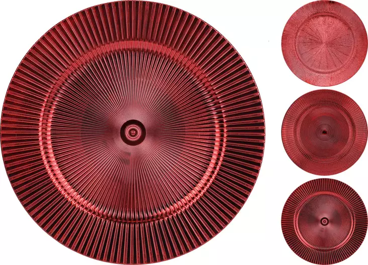 Elegant röd serveringsbricka i glas 33?cm – stilren och hållbar dekorativ serveringstallrik - Ljus och lyktor - 8719987118333 - 1