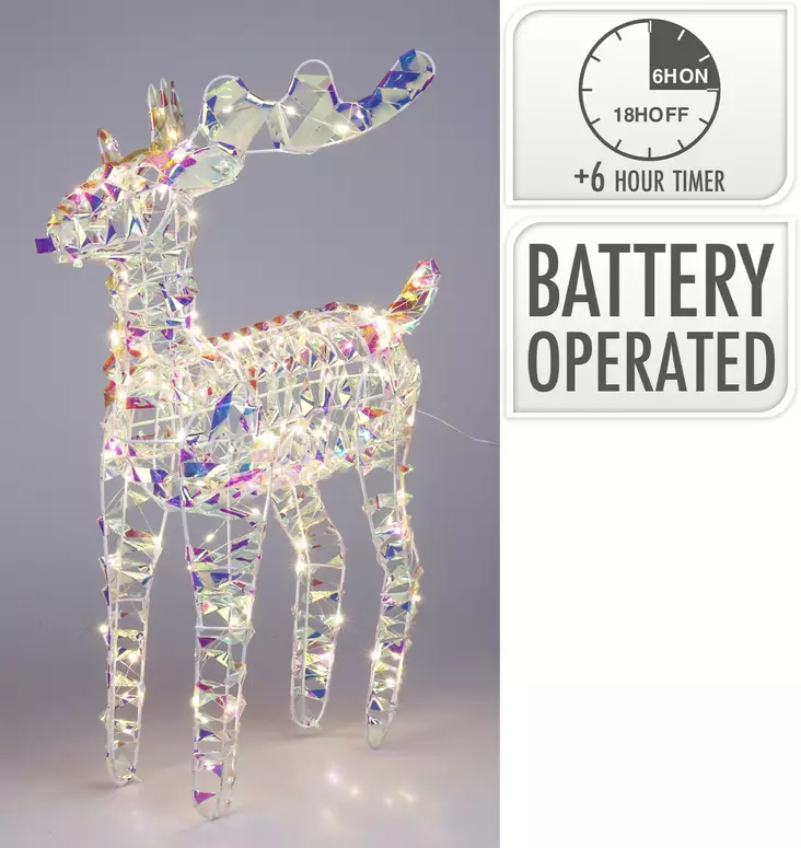 Regnbågsfärgad 60 cm LED-ren – fantastisk dekoration för inomhus- och utomhusbruk, timer och batteridrift - Julbelysning - 8721037066693 - 1