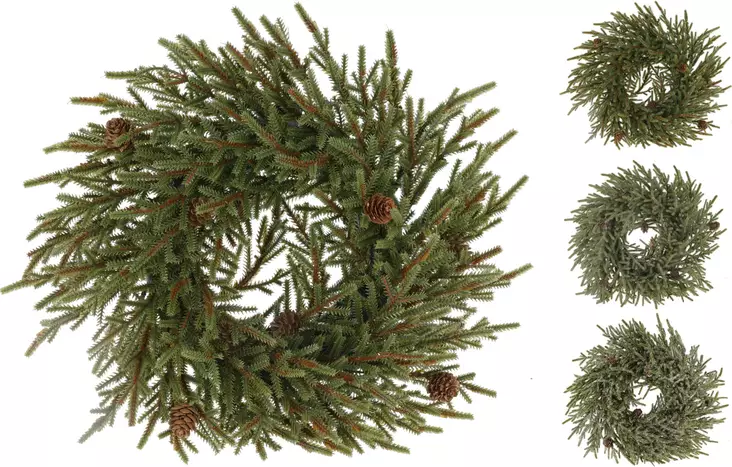 Julkrans 40cm grön konstgran med kottar – imponerande och hållbar dekoration för hemmet och fest. - Juldekorationer och textilier - 8721037215183 - 1