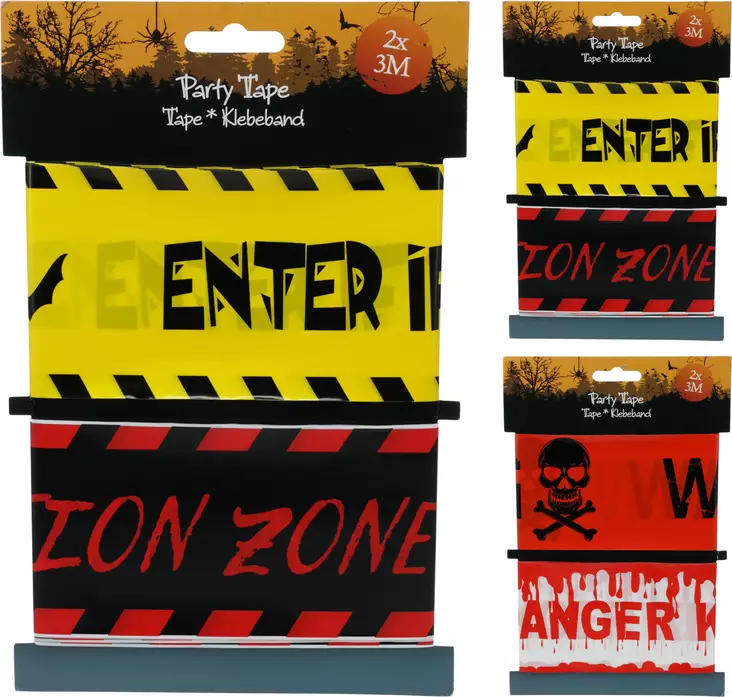 Halloween Party Tape dekorativ tejp 2 rullar 3m FSC-certifierad – Skapa en rolig och spännande stämning till festen - Festdekorationer - 8721037506373 - 1