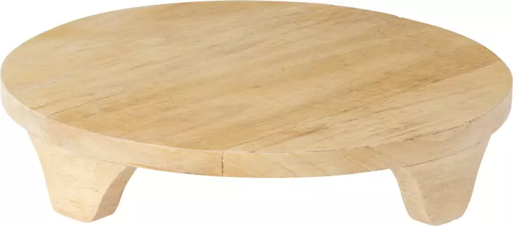Rund träpiedestal 27 cm, mangoträ, naturlig finish, för inredning och servering - Dekorationer, prydnadsföremål - 8721037534963 - 1