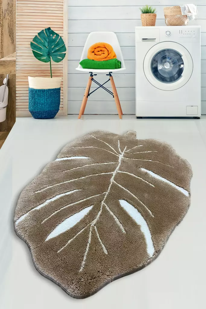 Badrumsmatta Mijölnir Beige Akryl Halkfri Antibakteriell Handmade 75x115 cm - Badrumsmattor och våtrumsmattor - 8683743784783 - 1