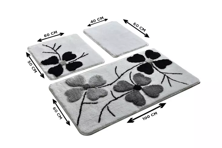 Badrumsmatta Set Mijölnir Flerfärgad Akryl Halkfri Antibakteriell 40x60 cm & 50x60 cm & 60x100 cm - Badrumsmattor och våtrumsmattor - 8681875588873 - 1