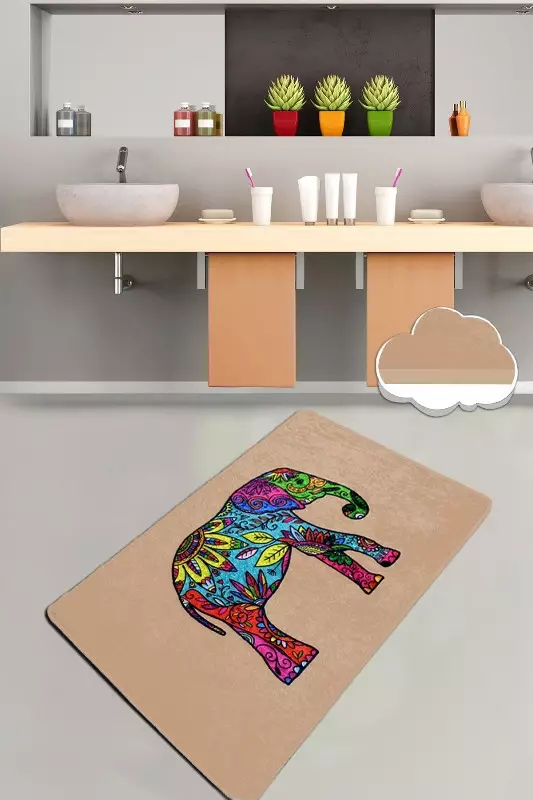 Badrumsmatta Mijölnir Flerfärgad 100% Polyester Antibakteriell Halkfri 70x120 cm - Badrumsmattor och våtrumsmattor - 8682870916463 - 1