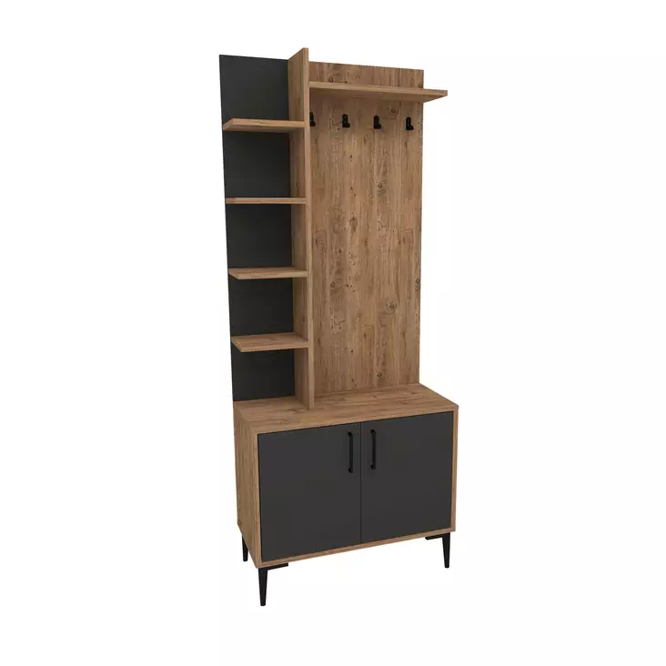 Hallmöbel Hanah Home Julendor Furu Antracit Spånskiva 74,4x182,8x33 cm - Hallskåp - 8684283433773 - 1