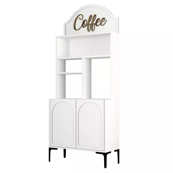 Kaffebarskåp Hanah Home Lyon 80 Vit Svart Spånskiva 81,3x201x35 cm - Skåp och byråer - 8684283401673 - 1
