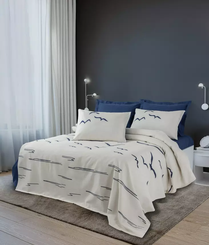 Dubbel piqué, mörkblå, 200 x 230 cm, mjuk, lättskött - Överkast och plädar - 8684282994503 - 1