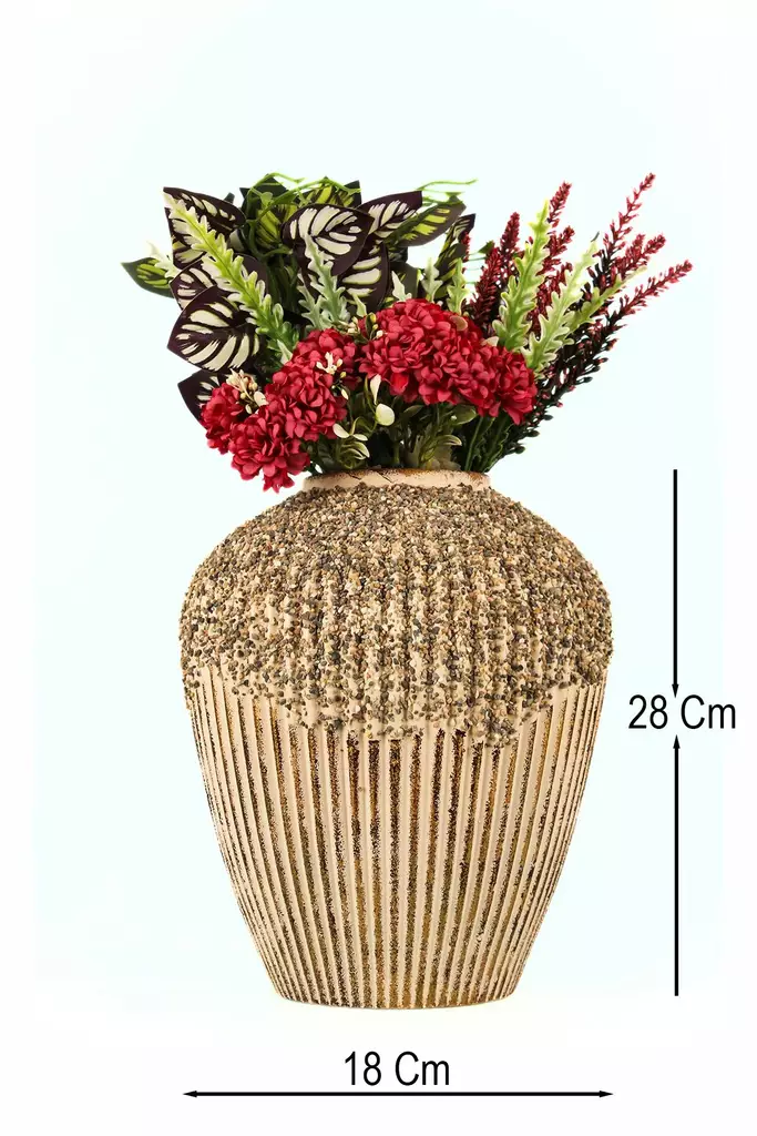 Dekorativ Kruka Aberto Design BK068 Ecru Keramik 18x28 cm - Hängande blomkrukor och vaser - 8684283781683 - 1
