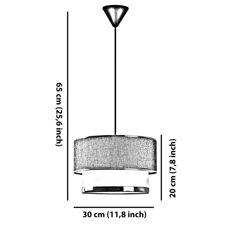 Taklampa Opviq Echo Beige Svart Metall Bomull 30 x 30 cm 65 cm - Tak- och vägglampor - 8684283467143 - 1