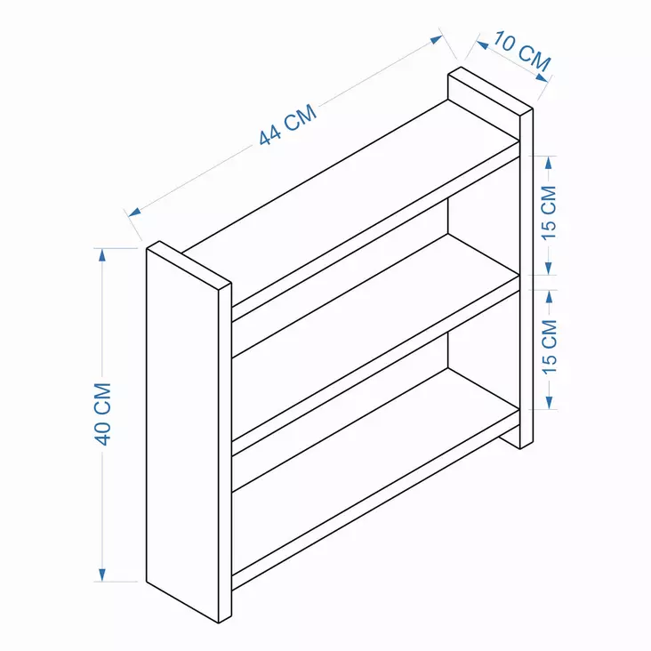 Kökshylla, safir, 44 cm x 10 cm x 40 cm, tålig, platsbesparande, lätt att rengöra - Hylla och klädhängare - 8684282599173 - 1