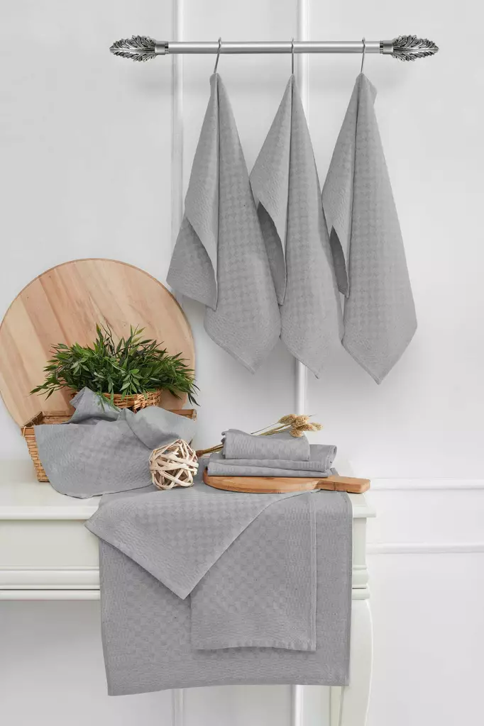 Kökshandduk Set Hermia Lola Mörkgrå Bomull Polyester 10 Delar - Kökstextilier - 8684283877133 - 1