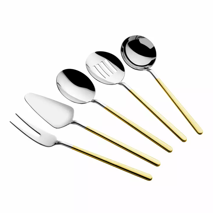 Serviceset Hermia Allegra Guld Silver Rostfritt Stål 5 Delar - Bestick och serveringsredskap - 8684283550333 - 1