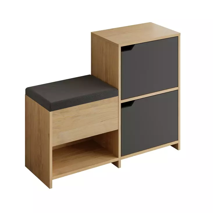 Skoskåp Hanah Home Haven Ek Antracit Spånskiva 101,5x80,5x35,5 cm - Skoskåp - 8684282587453 - 1