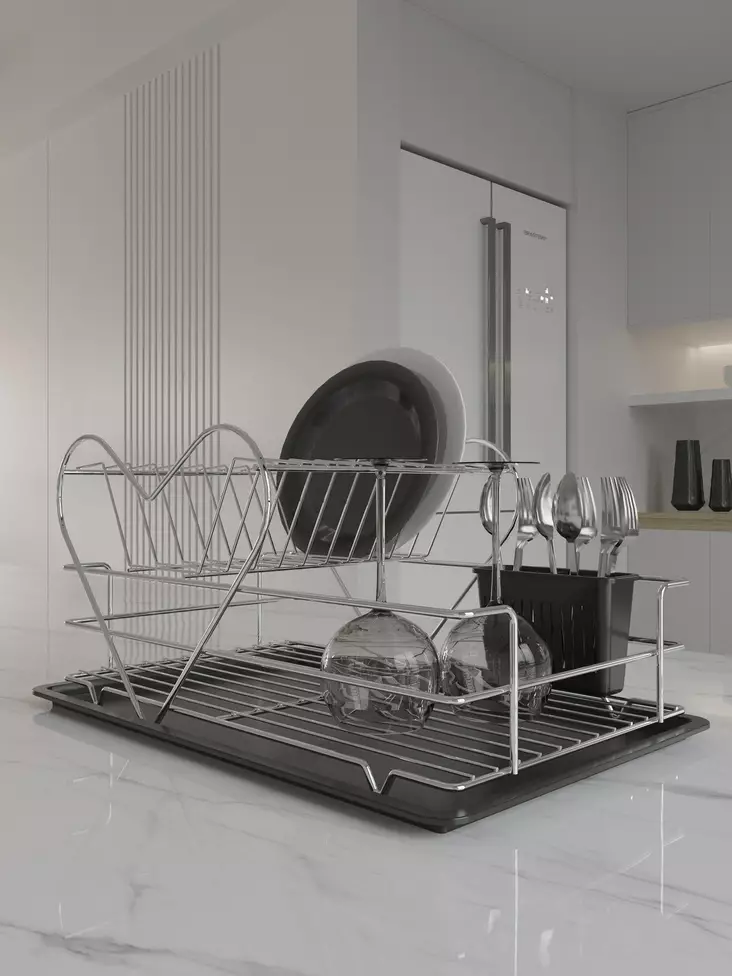 Diskställ Hermia Krom Metall 2 Delar - Dagliga köksartiklar - 8683742916123 - 1