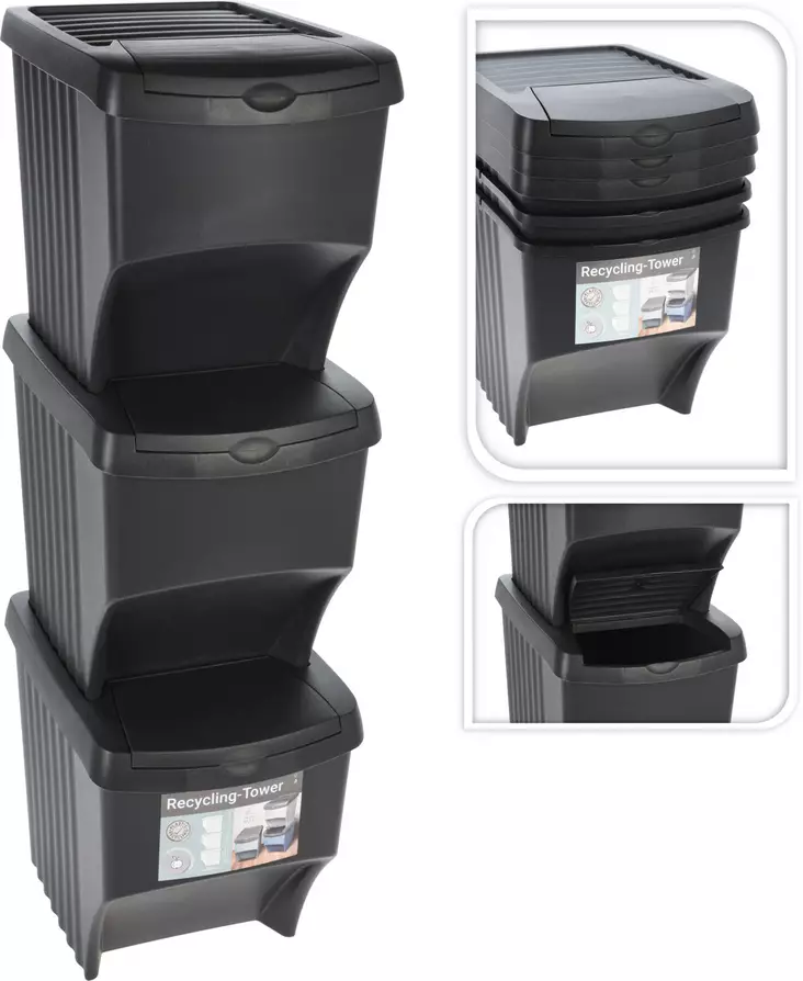 Återvinningslådor 3-delad - Soptunnor - 8720573428743 - 1