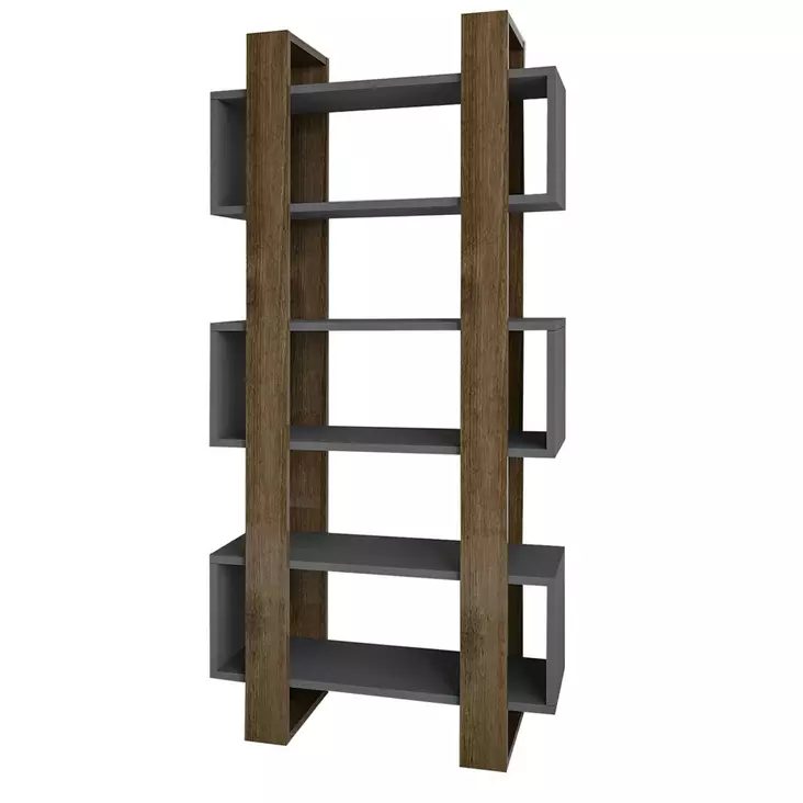 Bokhylla Hanah Home Milano Valnöt Antracit Spånskiva 80x160x28,6 cm - Bokhyllor - 8684283339013 - 1