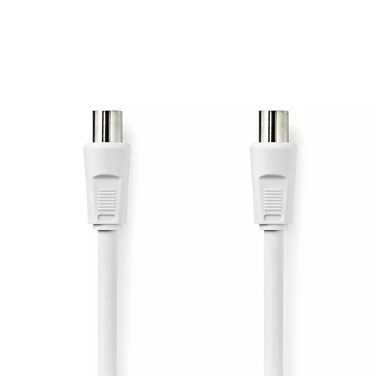 Koaxialkabel | IEC (Koax) Hane | IEC (Koax) Hane | Nickelplaterad | 90 dB | 75 Ohm | Dubbelskärmad | 3.00 m | Rund | PVC | Vit | Label - Antennkablar - 5412810426003 - 1