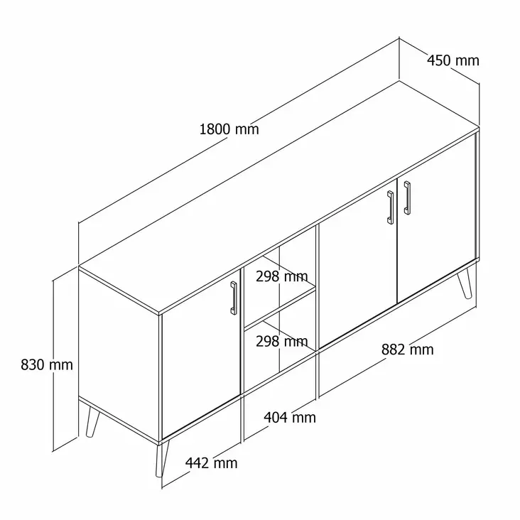 Konsolbord Hanah Home Exxen Ek Spånskiva 180x80x45 cm - Byråer och skåp - 8683743041763 - 1