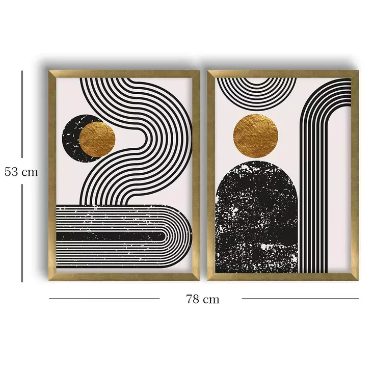 Inramad MDF-tavla Wallity Guld Vit Svart MDF 38x53 cm 2 Delar - Tavlor och ramar - 8683743825073 - 1