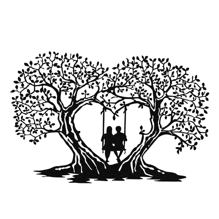 Väggdekor Metall Wallity Love Svart Metall 65x43 cm - Dekorationer, prydnadsföremål - 8682870956513 - 1