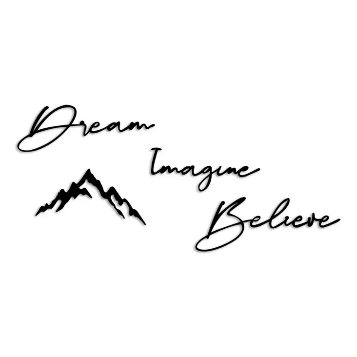 Väggdekor Metall Wallity Dream Imagine Belive Svart Metall 47x16 cm 47x15 cm 37x19 cm 50x18,5 cm 4 Delar - Dekorationer, prydnadsföremål - 8684282140863 - 1
