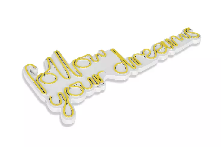 Dekorativ Led Väggdekor Wallity Follow Your Dreams Gul Plast 60x32 cm - Ljussmycken och ljusfigurer - 8682870287983 - 1