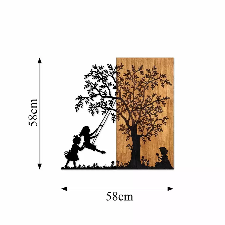 Väggdekor Trä Wallity The Tree And The Shaking Children Valnöt/Svart Trä/Metall 58x59 cm - Dekorationer, prydnadsföremål - 8683342993173 - 1