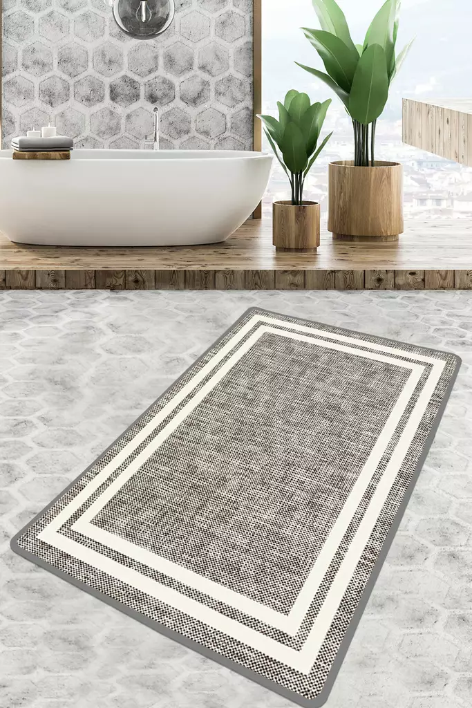 Badrumsmatta Mijölnir Flerfärgad 100% Polyester Antibakteriell Halkfri Maskintvättbar 80x100 cm - Badrumsmattor och våtrumsmattor - 8683342206433 - 1