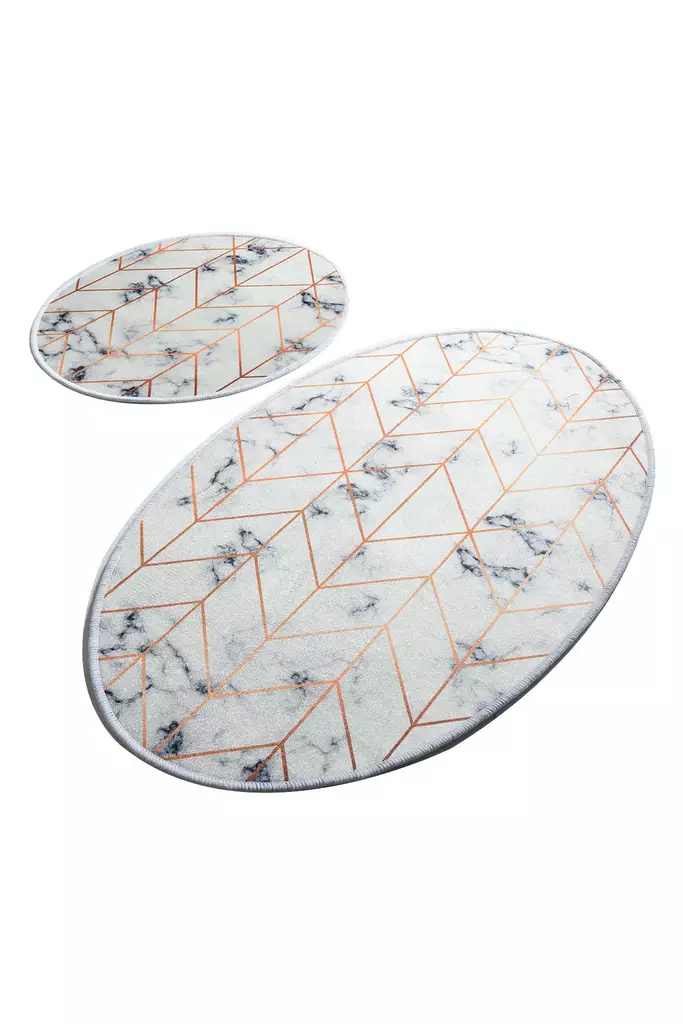 Badrumsmatta Set Mijölnir Flerfärgad 100% Polyester Antiallergisk Halkfri 50x60 cm & 60x100 cm - Badrumsmattor och våtrumsmattor - 8681875329063 - 1