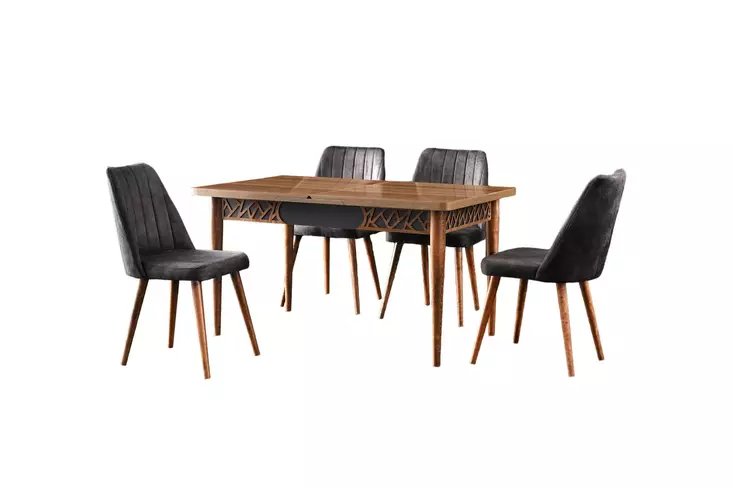 Matbord Hanah Home Mira Valnöt Antracit Spånskiva 130x75x80 cm - Matbord - 8683743766963 - 1