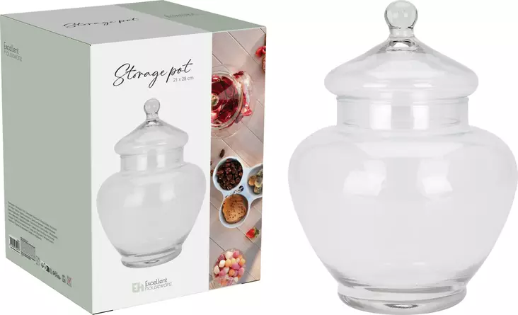 Glasförvaringsburk med lock, 21x28cm, 750g, presentförpackning - Serveringsfat - 8719987754913 - 1