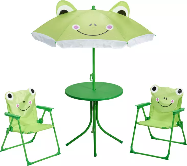 Barnmöbelset Groda – Bord, 2 Fällstolar & Parasoll - Trädgårdsmöbelgrupper - 8721037875523 - 2