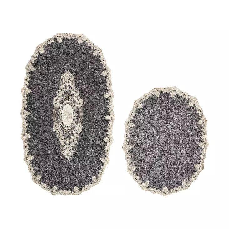 Badrumsmatta Set L'essentiel Antracit 100% Polyester Halkfri Antibakteriell 55x65 cm & 65x115 cm - Badrumsmattor och våtrumsmattor - 8682870988743 - 1