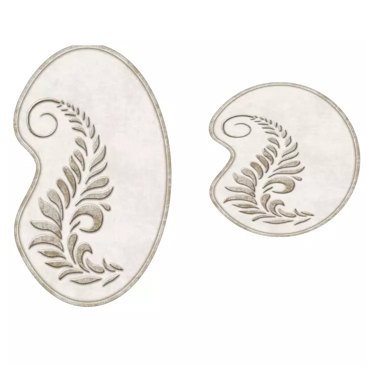 Lyxigt badrumsmatteset (2 st), crème, 50 x 60 cm, 60 x 100 cm, maskintvättbar - Badrumsmattor och våtrumsmattor - 8682870989313 - 1