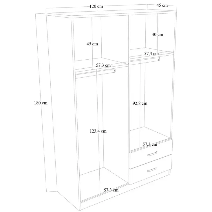 Garderob Hanah Home Yaman 1600-033 Vit Spånskiva 120x180x45 cm - Garderober - 8684282617723 - 1