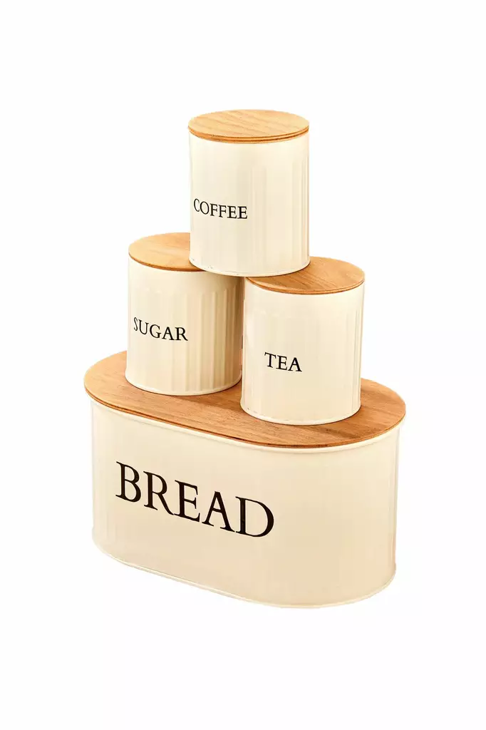 Förvaringslåda Set Hermia Cream Metall 4 Delar - Matlådor och matförvaringsbehållare - 8684283574773 - 1