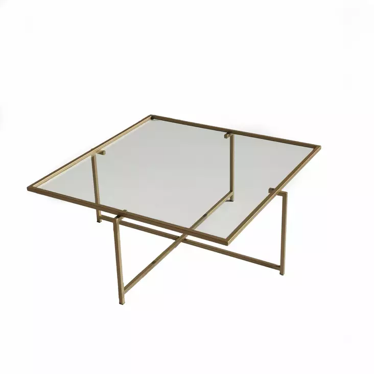 Soffbord Hanah Home Sun S411 Guld Härdat Glas 85x35x85 cm - Soffbord - 8683342949613 - 1