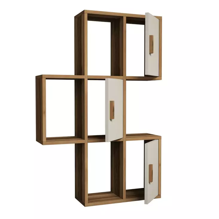 Vägghylla Hanah Home Flora Valnöt Cream Spånskiva 50x112,6x20 cm - Vägghyllor - 8681875184853 - 1