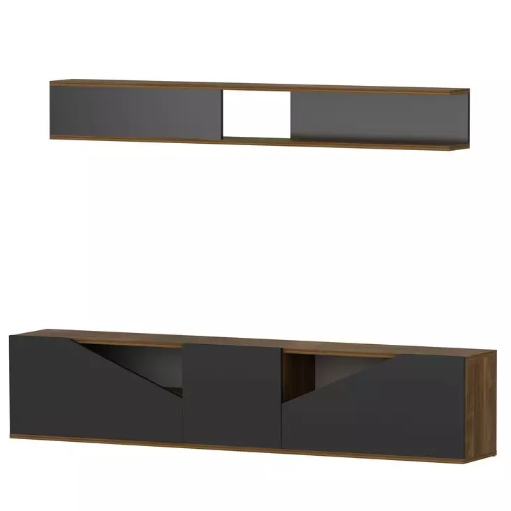 TV-bänk Hanah Home Taç Valnöt Svart Spånskiva 180x40x31 cm - TV-bänkar - 8681181979983 - 1