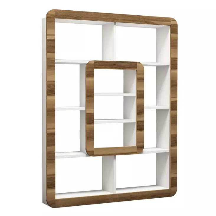 Bokhylla Hanah Home Orkide Vit Valnöt Spånskiva 108,4x140x21,8 cm - Bokhyllor - 8681875183603 - 1
