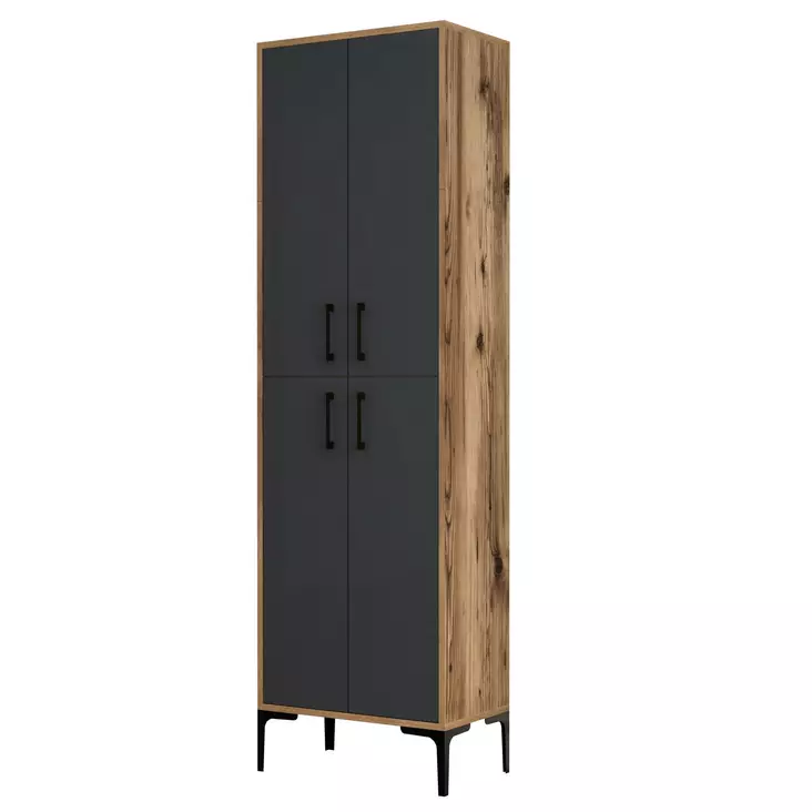 Förvaringsskåp Hanah Home Berlin A Valnöt Antracit Spånskiva 60x200x35 cm - Skåp och byråer - 8683342170093 - 1