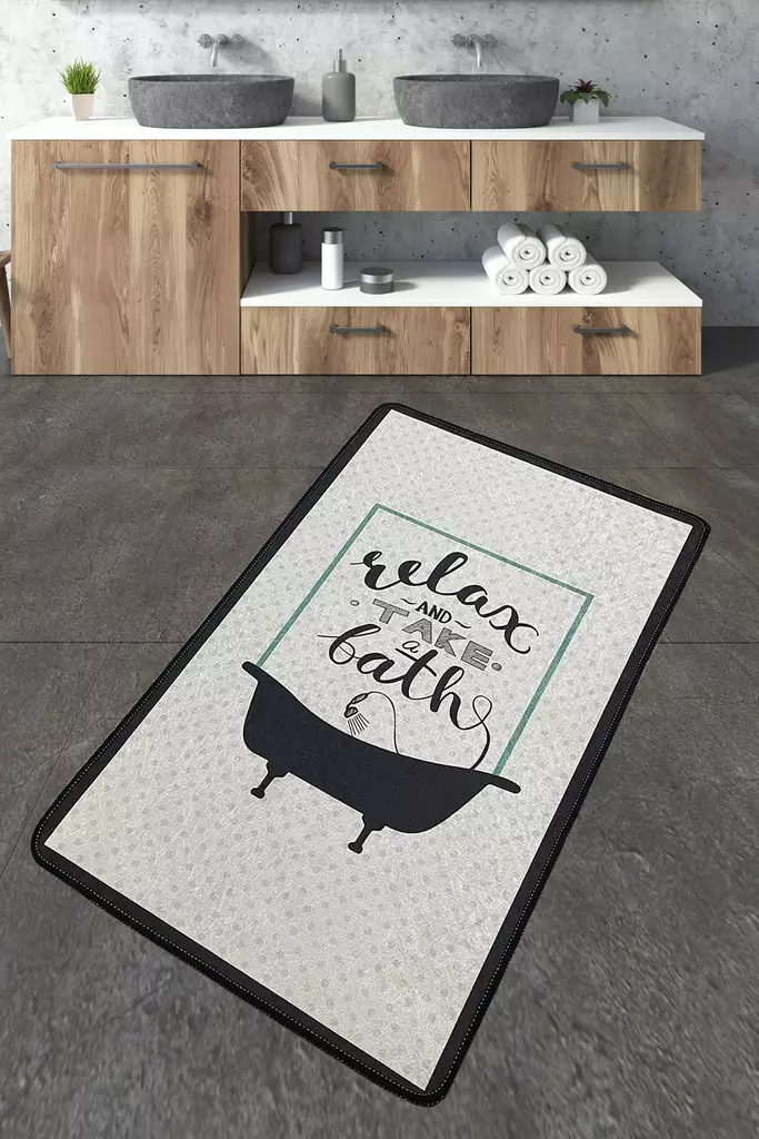 Badrumsmatta Mijölnir Flerfärgad 100% Polyester Antibakteriell Halkfri 70x120 cm - Badrumsmattor och våtrumsmattor - 8683342800563 - 1