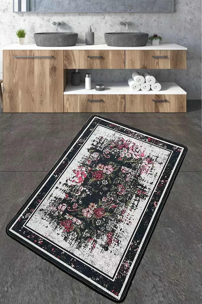 Badrumsmatta Mijölnir Flerfärgad 100% Polyester Antibakteriell Halkfri 70x120 cm - Badrumsmattor och våtrumsmattor - 8683342800693 - 1