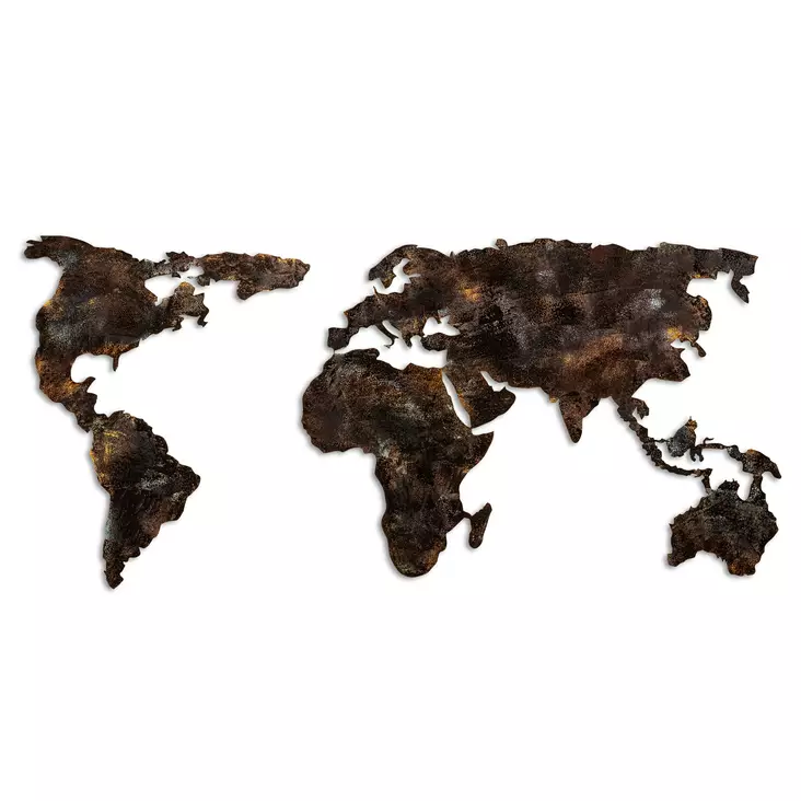Väggdekor Metall Wallity World Map Flerfärgad Metall 127x60 cm - Dekorationer, prydnadsföremål - 8683742935223 - 1